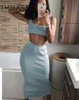 Neon Color Sexy Ribbed Dress Set