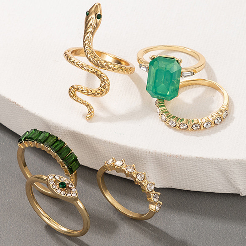 Vintage Emerald Green Ring Set