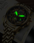 Luxury Gold Skeleton Mechanical Watch – Roman Numeral Dial, For Men