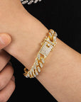 Rhinestone Paved Cuban Link Chain Bracelet