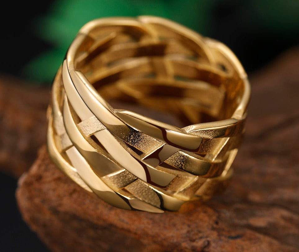 Vintage Weave Stainless Steel Rings