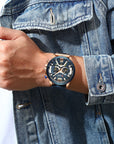 Military Leather Chronograph Wristwatch
