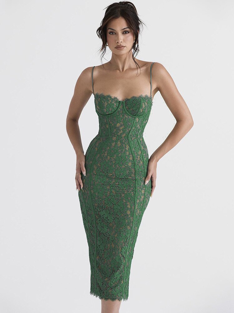 Lace Bodice Midi Dress