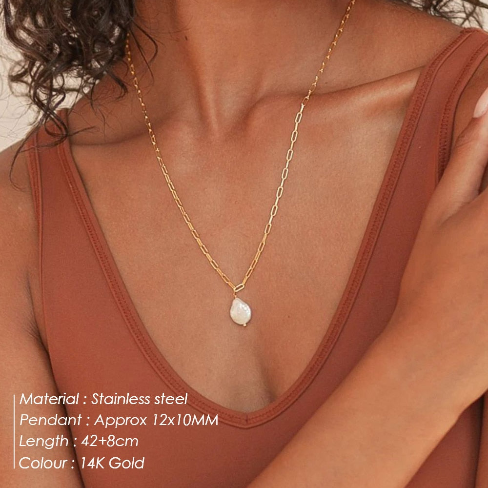 Pearl Chain Link Necklace