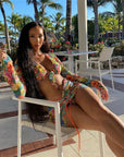3 Piece Floral Mesh Skirt Set