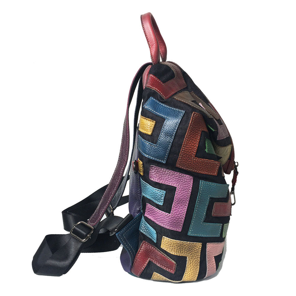 Genuine Leather Multi Color Backpack
