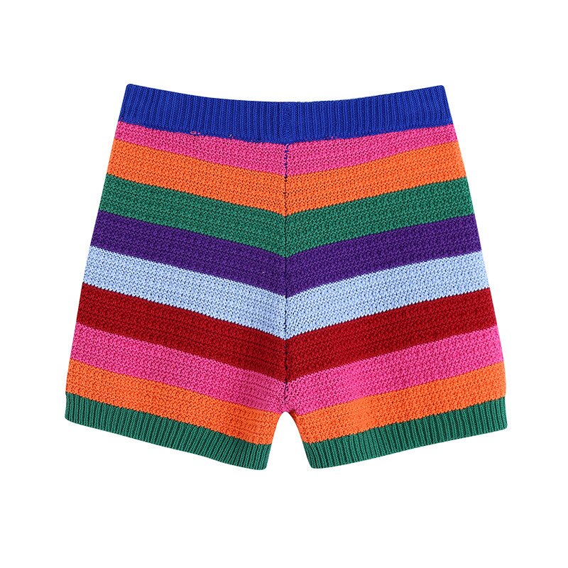 Knitted Multi Color Crop Tank Top and Shorts