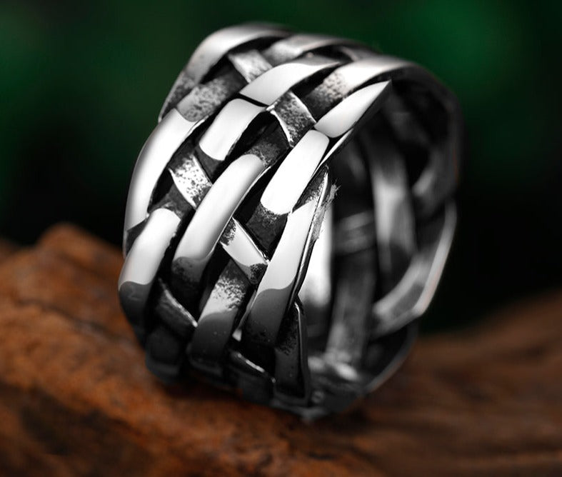 Vintage Weave Stainless Steel Rings