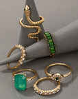 Vintage Emerald Green Ring Set
