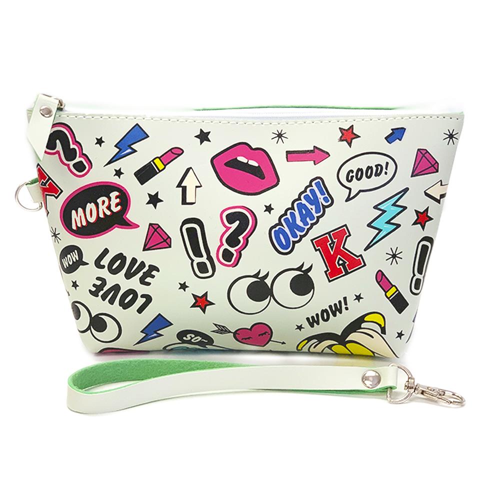 White Graffiti Makeup Bag