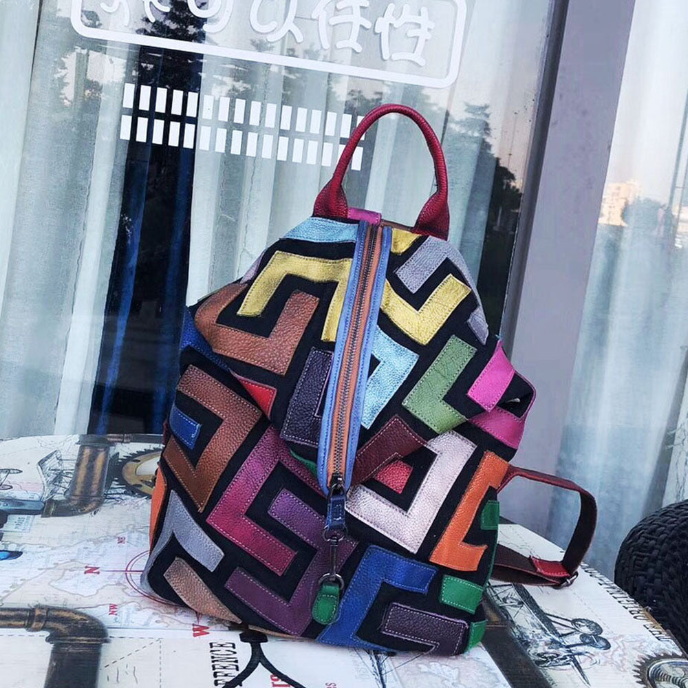 Genuine Leather Multi Color Backpack