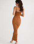 Elegant Corset Ruched Maxi Dress