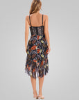 Spaghetti Strap Printed Bodice Ruffle Dress