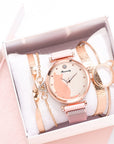 Stylish Cat-Themed Watch & Bracelet Set for Teen Girls – Cute Rose Gold Bracelets