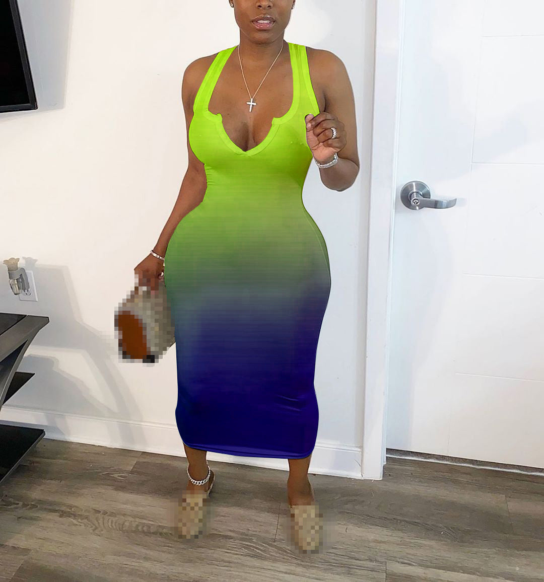V-Neck Ombre Summer Dress