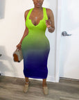V-Neck Ombre Summer Dress