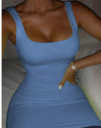 Square Neck Sleeveless Bodycon Mini Dress