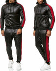 Men's PU Leather Jogging Suit Set