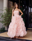 Strapless Corset Rosette Tea Length Wedding Dress NXJQ1037