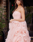 Strapless Corset Rosette Tea Length Wedding Dress NXJQ1037