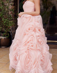 Strapless Corset Rosette Tea Length Wedding Dress NXJQ1037