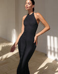 Womens Elegant Halter Neck Knitted Dress