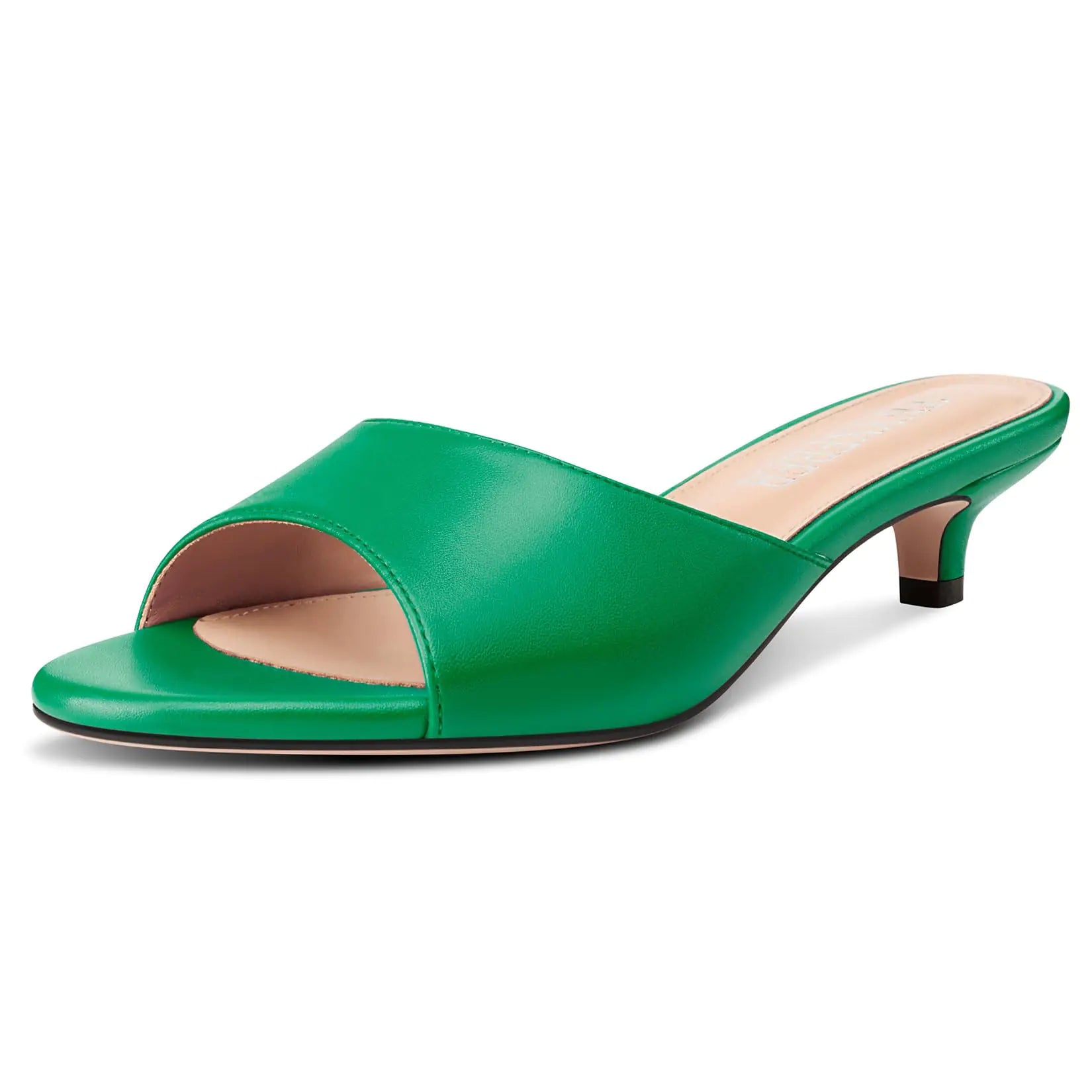 Bold Green Kitten Heel Mule Sandals – Sleek Slip-On Style
