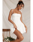 White Corset Mini Dress – Featuring Babydoll Pleated Skirt
