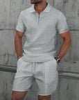Men's Waffle Knit Short Sleeve and Shorts Set