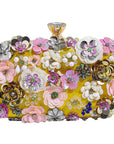 Yellow Floral Beaded Evening Clutch — main product image