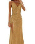 Gold Sequin Wrap Dress with Slit for Women