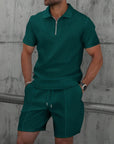 Men's Waffle Knit Short Sleeve and Shorts Set