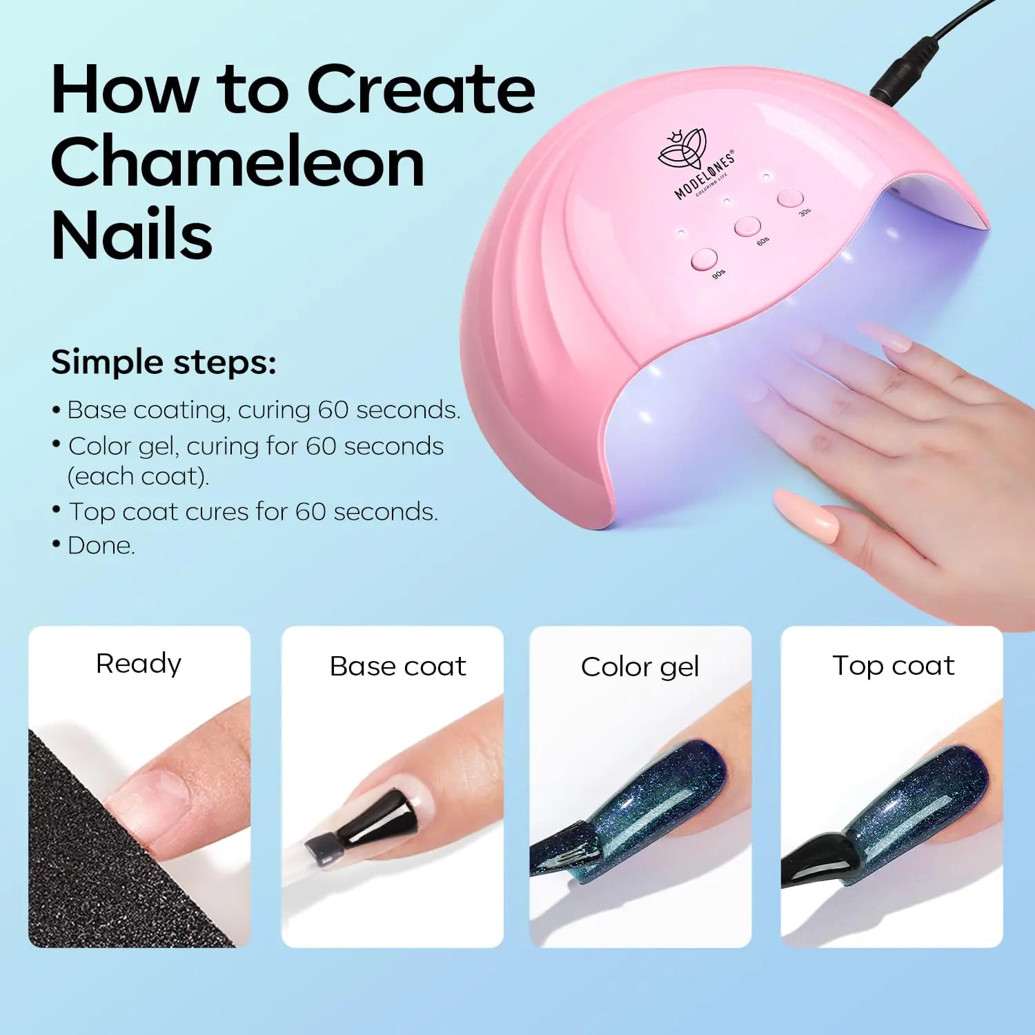Modelones Chameleon Blue Gel Nail Polish