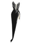 Beaded V-Neck Lace Evening Dress — alternate product view 4