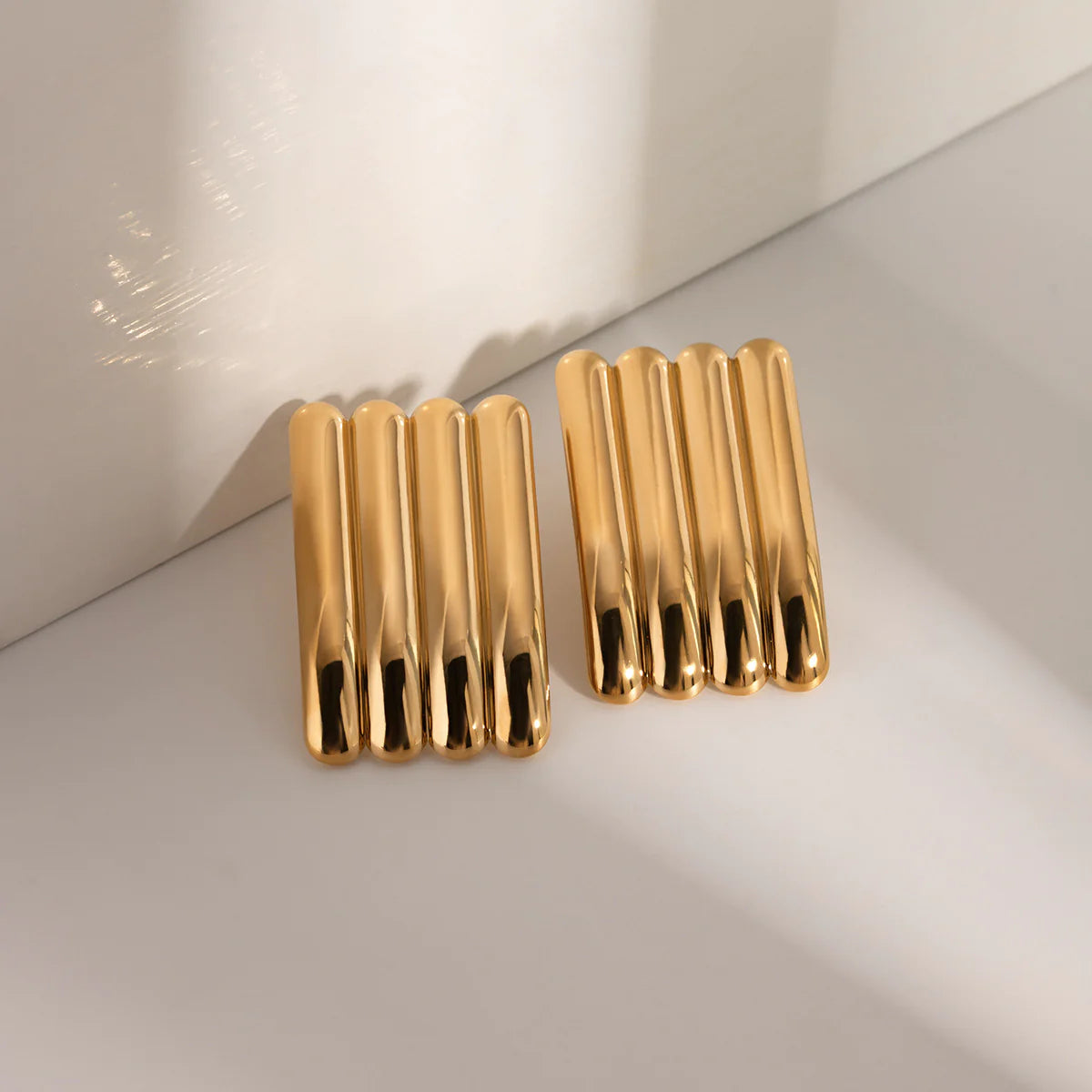 18K Gold-Plated Striped Earrings — alternate product view 7