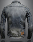 Vintage Washed Denim Jacket with Lapel Collar