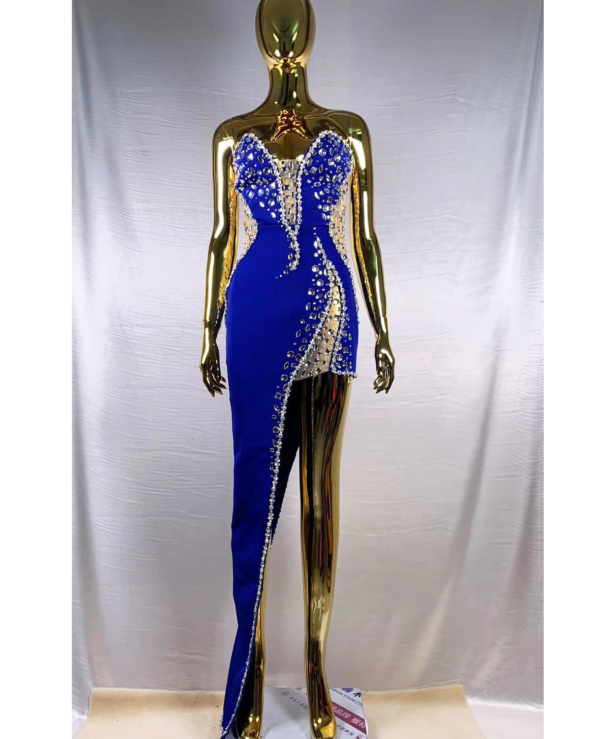 Beaded V-Neck Lace Evening Dress — alternate product view 3