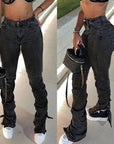 Women's Street Fashion Hem Slit Jeans