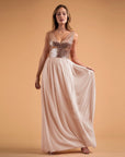 Champagne Sleeveless V-Neck Bridesmaid Dress — alternate product view 3