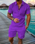 Men's Textured Two-Piece Short Set – Stylish, Breathable & Trendy