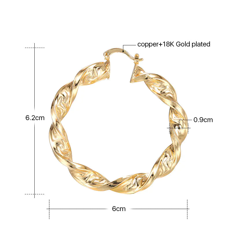 18K Gold-Plated Textured Hoop Earrings — alternate product view 10
