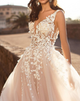 Sleeveless Lace Deep V-Neck Wedding Dress — alternate product view 3