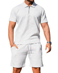 Men's Textured Polo Shirt and Shorts