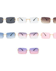Blue Rectangular Rimless Sunglasses