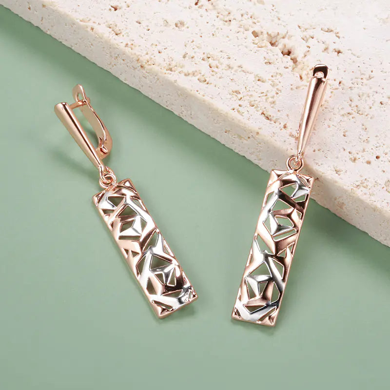 Rose Gold Hollow Round Statement Earrings — alternate product view 5