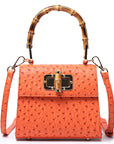 Ostrich Print Bamboo Handbag