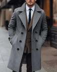 Classic Elegance – Men’s Long Double Breasted Woolen Coat