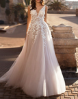 Sleeveless Lace Deep V-Neck Wedding Dress — alternate product view 9