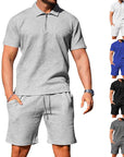 Men's Textured Polo Shirt and Shorts