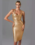 Gold and Silver Foil Bandage Dress - Dazzling Sleeveless Party Dress
